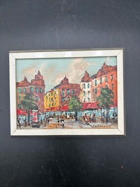 City Street Oil Painting Wall Art in Multicolor